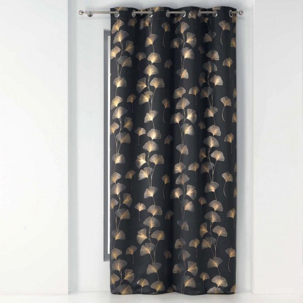 Rideau occultant (135 x 240 cm) Ginkgold Gris anthracite / Or