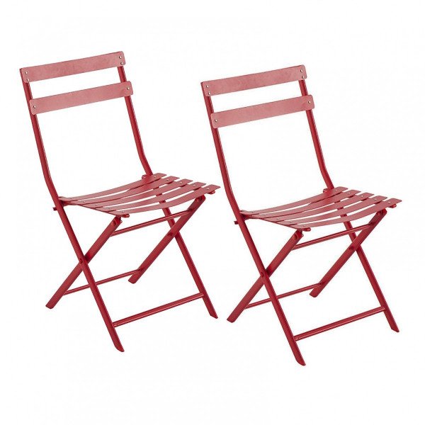 Lot de 2 chaises de jardin pliantes Greensboro - Rouge groseille