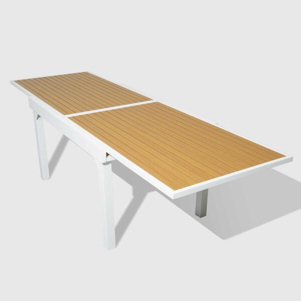 Ban pakket Interpreteren Tuintafel uitschuifbaar 12 personen Aluminium hout effect Murano (320 x 100  cm) - Wit - Tuinset, tafel en stoelen - Eminza
