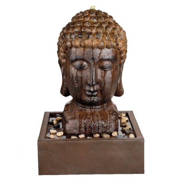 strelen Onbemand Keel Waterornament gezicht Boeddha - Bruin - Outdoor Accessoires - Eminza