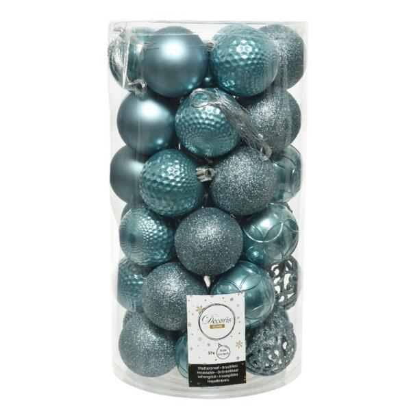 Lote de 37 bolas de Navidad (D60 mm) Alpine mix Azul glaciar