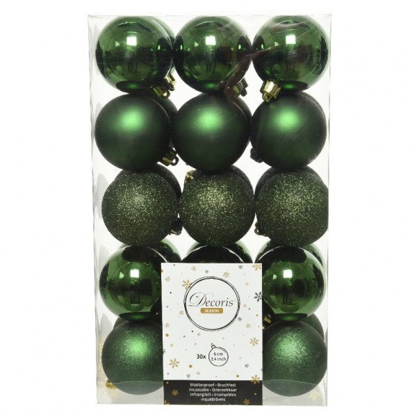 Lot de 30 boules de Noël (D60 mm) Alpine Vert sapin