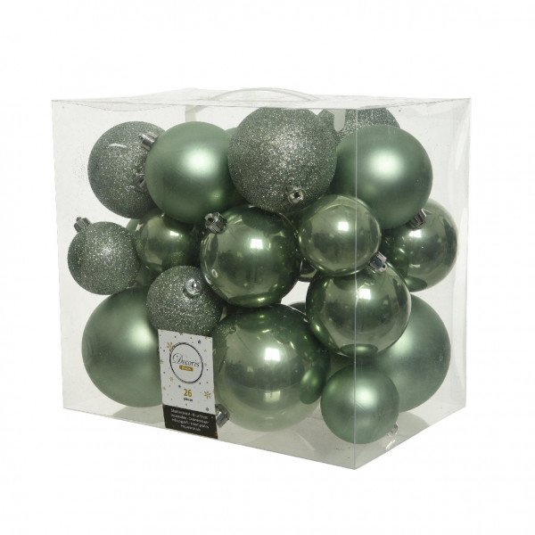 Lot de 26 boules de Noël  Lara Vert sauge