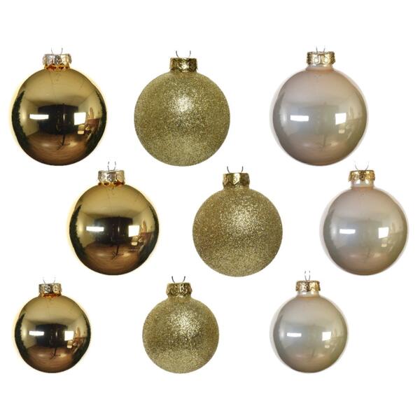 Set van 42 kerstballen (D70 mm) (D70 mm) (D60 mm) (D50 mm) van glas Domeona Parelmoer / Goud - en kerstversiering - Eminza