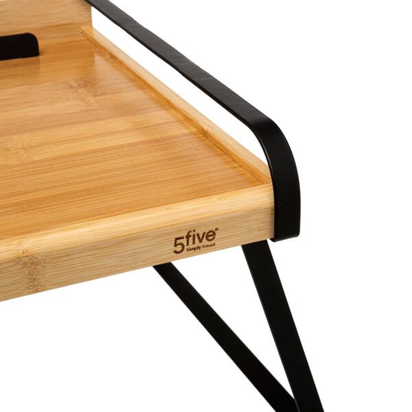 Table d'appoint en bois 37,5 cm x 27,5 cm x 2 cm Décoration Planche à petit-déjeuner en bambou naturel Plateau avec pieds en bois 