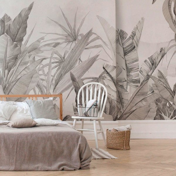 Décoration murale jungle adhésive (257 x 260 cm) Palmiers Noir