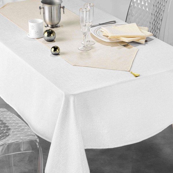 Nappe rectangulaire (L240 cm) Silvery Blanche