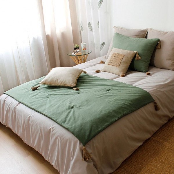 Camino cama algodón x 190 cm) Panama Verde arcilla - Ropa de cama - Eminza