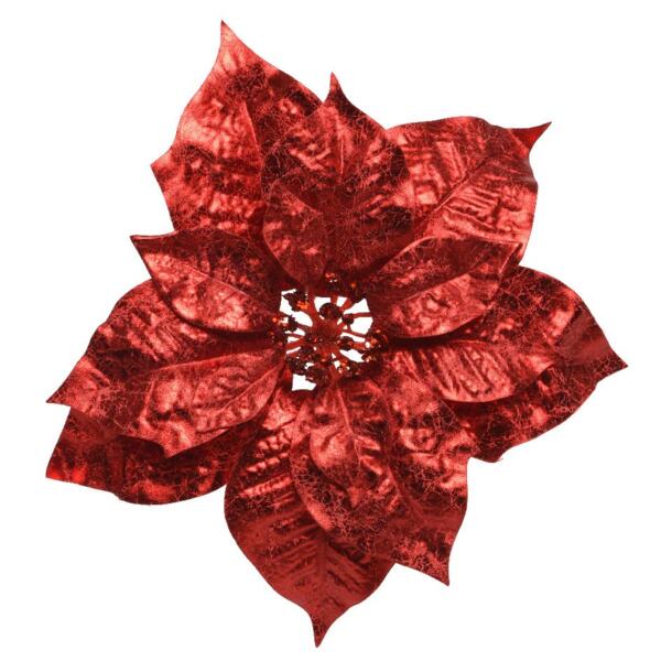 Poinsettia de Noël (D26 cm)  sur clip Rouge