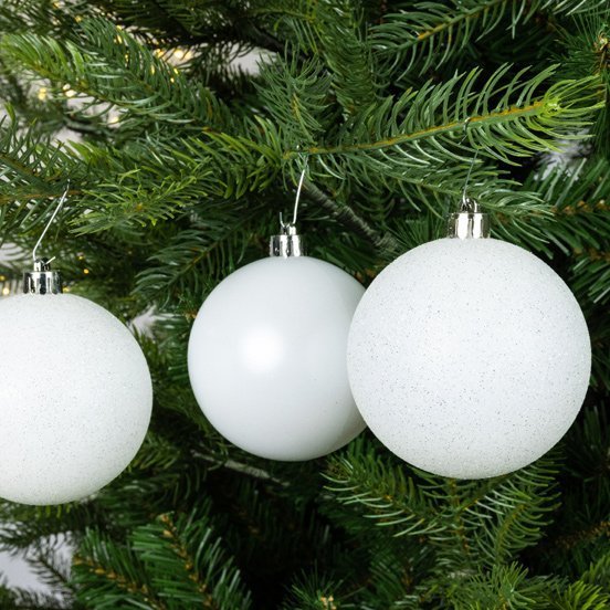 Lot de 34 boules de Noël (D80 mm) Alpine Blanc