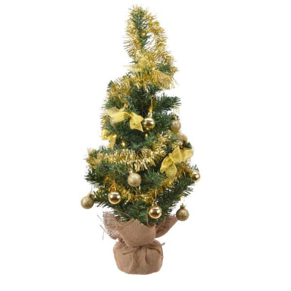 Sapin de Noël artificiel lumineux décoré jaune H60 cm Blanc chaud