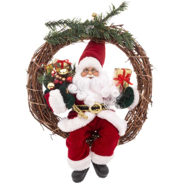 Père Noël assis sur sa couronne H30 cm