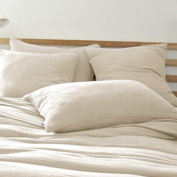 Funda para almohada rectangular en en gasa de algodón (70 cm) Gaïa Boho Beige pampa