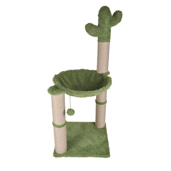 Uit sticker Avondeten Krabpaal Cactus met speeltje en hangmat Groen - Huisdieren - Eminza