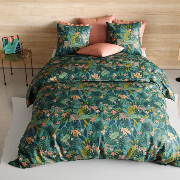 Juego de sábanas en algodón cama 140 cm 4 piezas Zania Verde