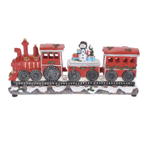 Train décoratif lumineux locomotive Bonhomme de neige
