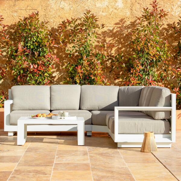 Conjunto de muebles de jardín esquinero blanco Elba - 5 plazas
