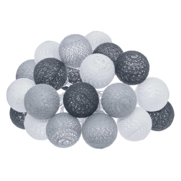 Guirlande solaire à LED Boule soft gris/Blanc chaud