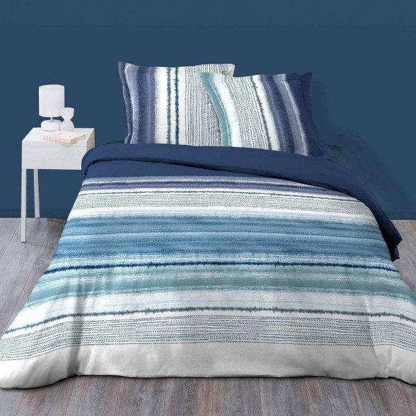 Funda Nórdica y dos fundas de almohada en algodón (260 cm) Mikonos Azul