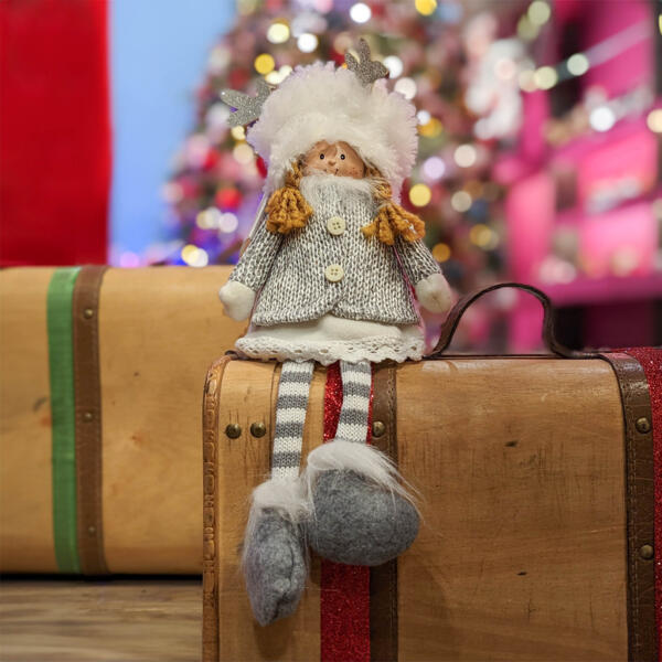 Lutin Fille en feutrine et polyester chapeau beige 39 cm - Décoration de  Noël - Lecomptoirdesauthentics