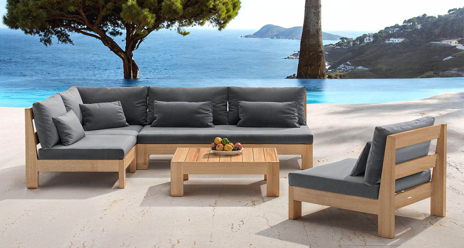 Houten en aluminium loungeset Bali