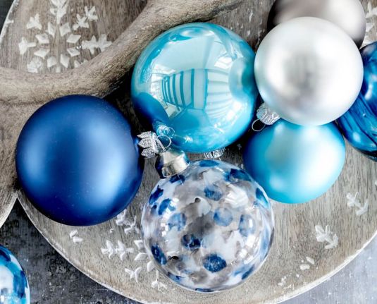 Blauwe kerstballen