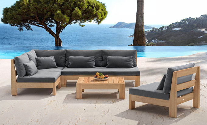 Houten en aluminium loungeset Bali