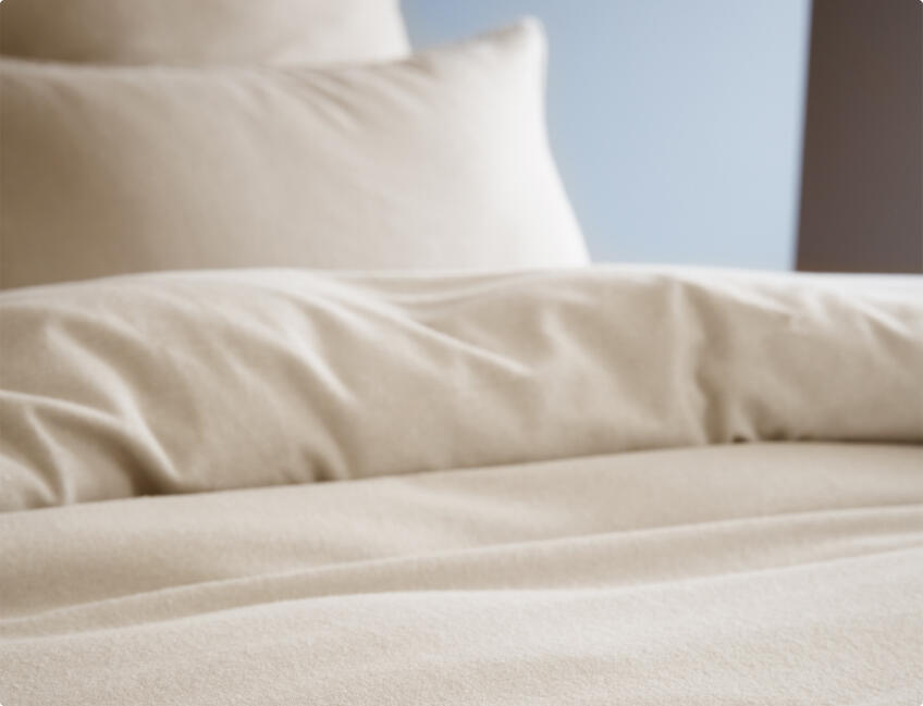 Linge de lit en flanelle de coton beige