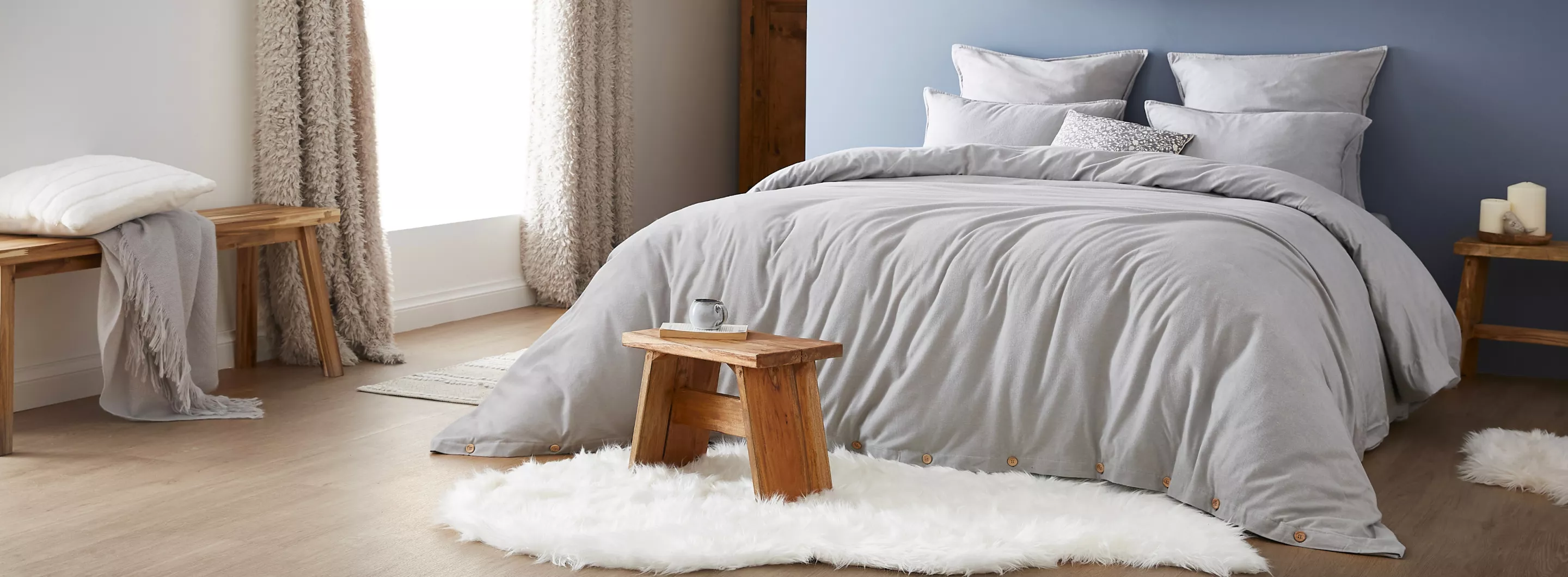 Copripiumino in flanella grigio