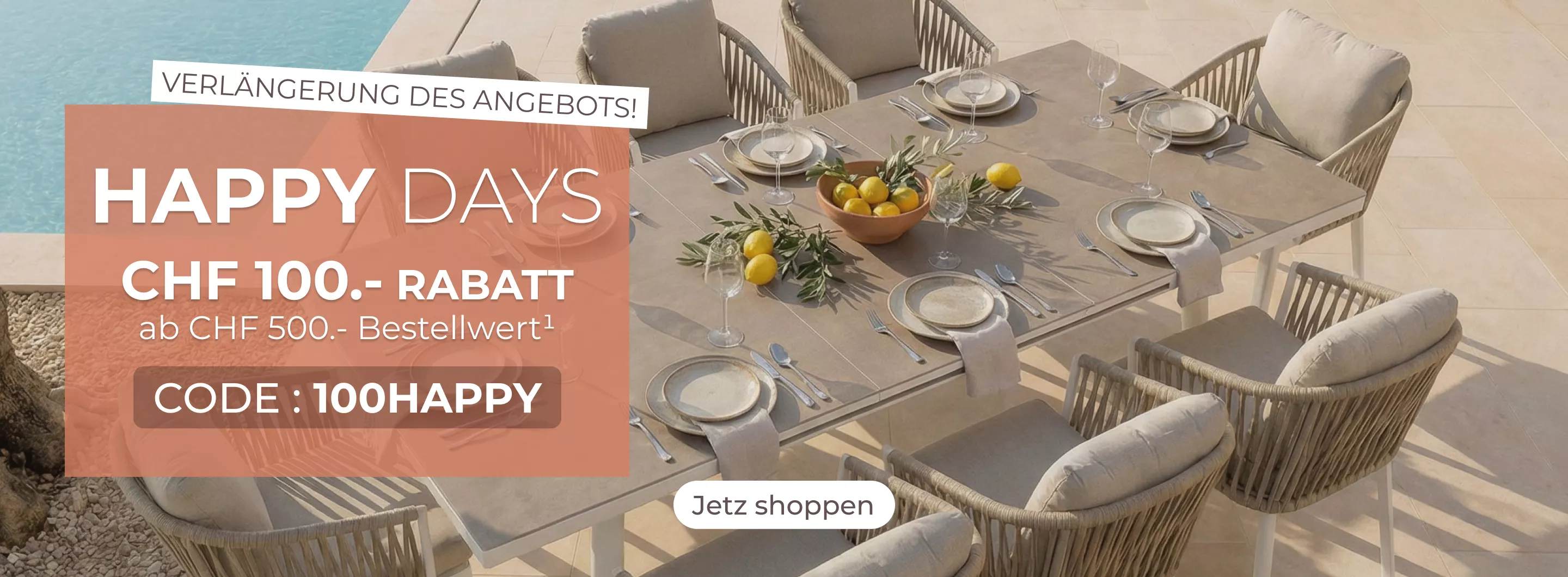 Gartentisch aus Aluminium weiß und taupe