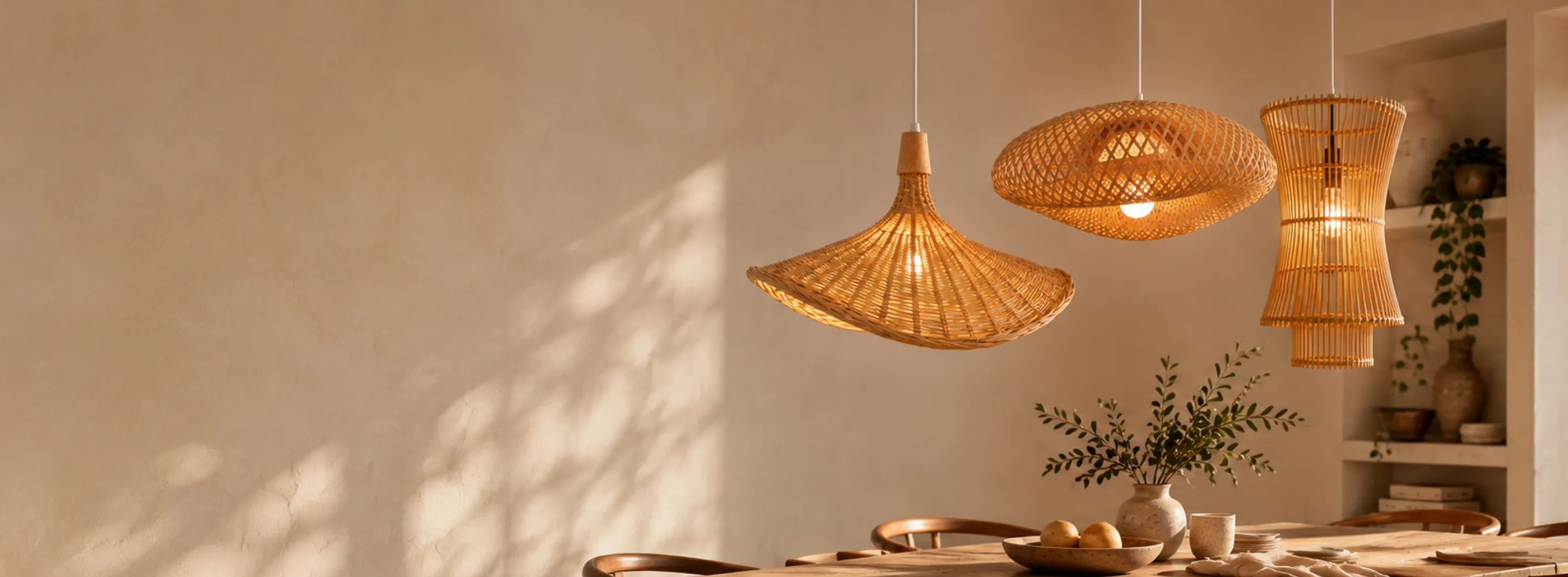 suspensions lumineuses naturelles en bambou