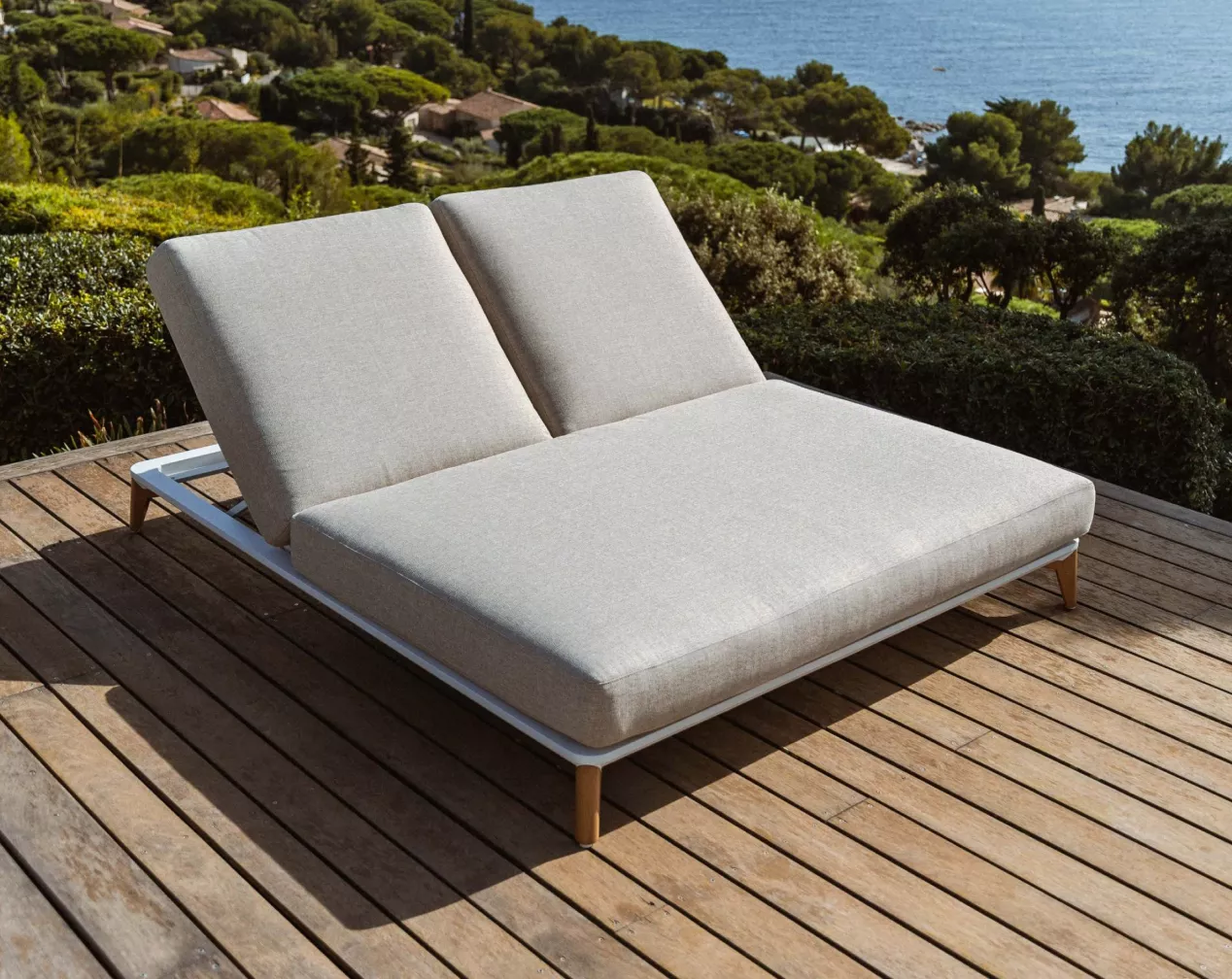 Doppelliege Aluminium Grau
