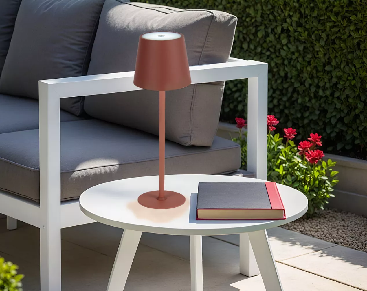 Metalen tafellamp zonder kabel Terracotta