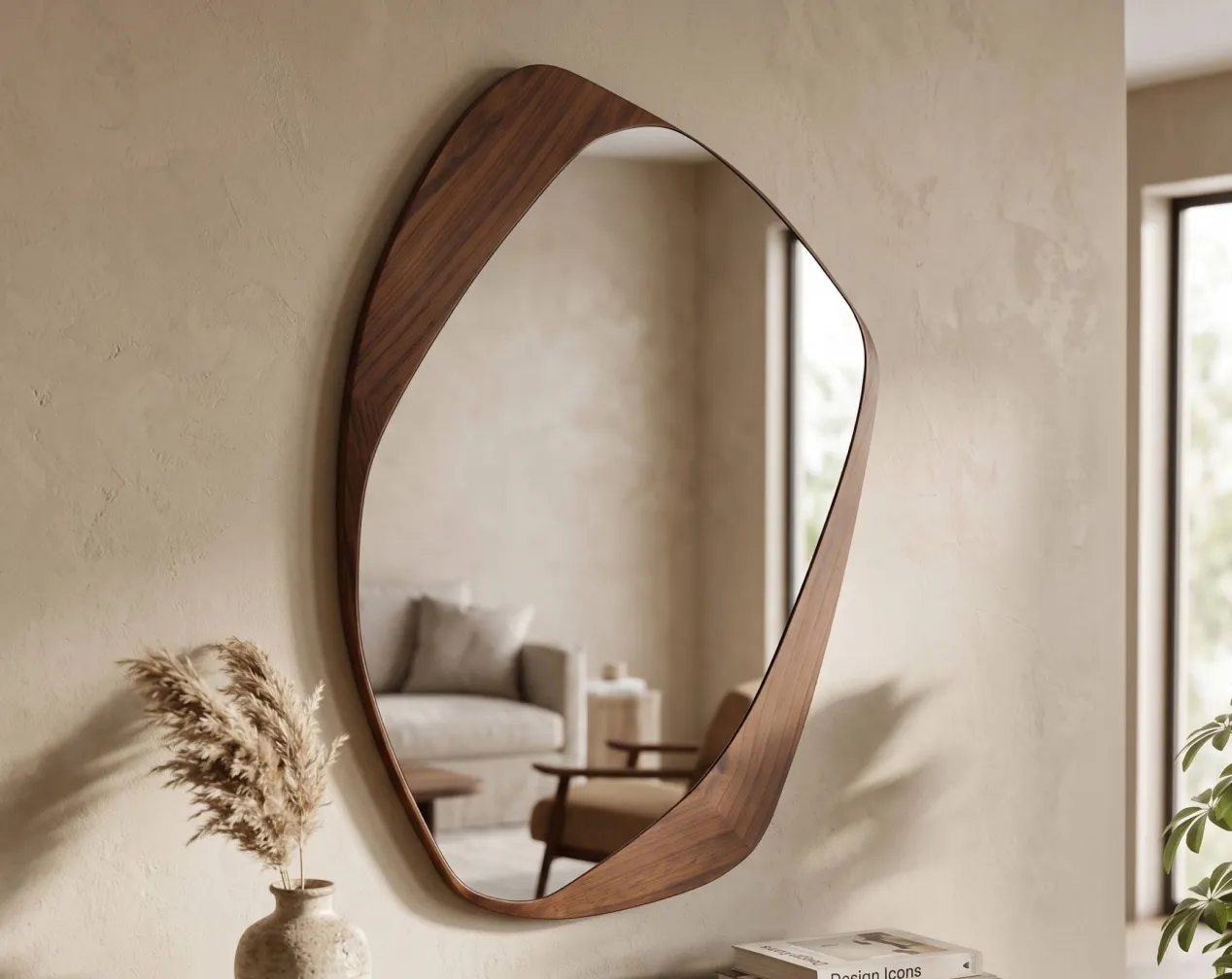miroir design élégant en bois
