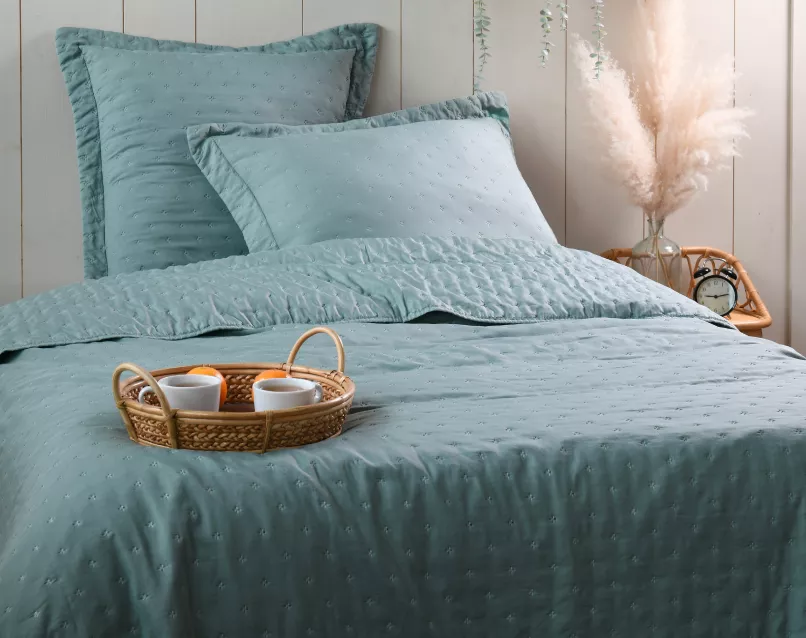 Tagesdecke Baumwolle blau
