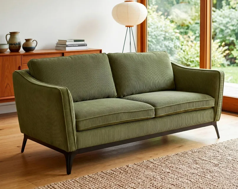 3er Sofa Samt Tannengrün