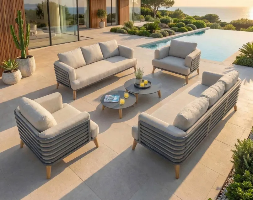 set da giardino in alluminio grigio antracite
