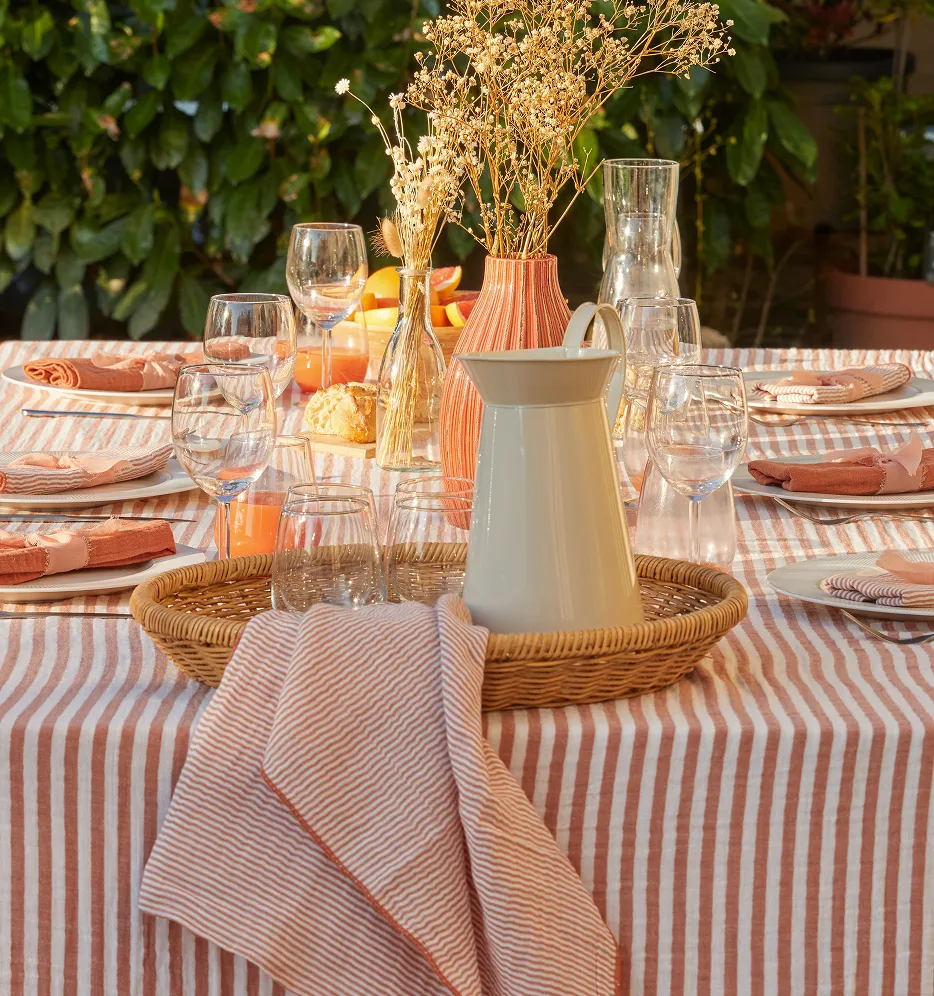 nappe et serviette en gaze de coton abricot