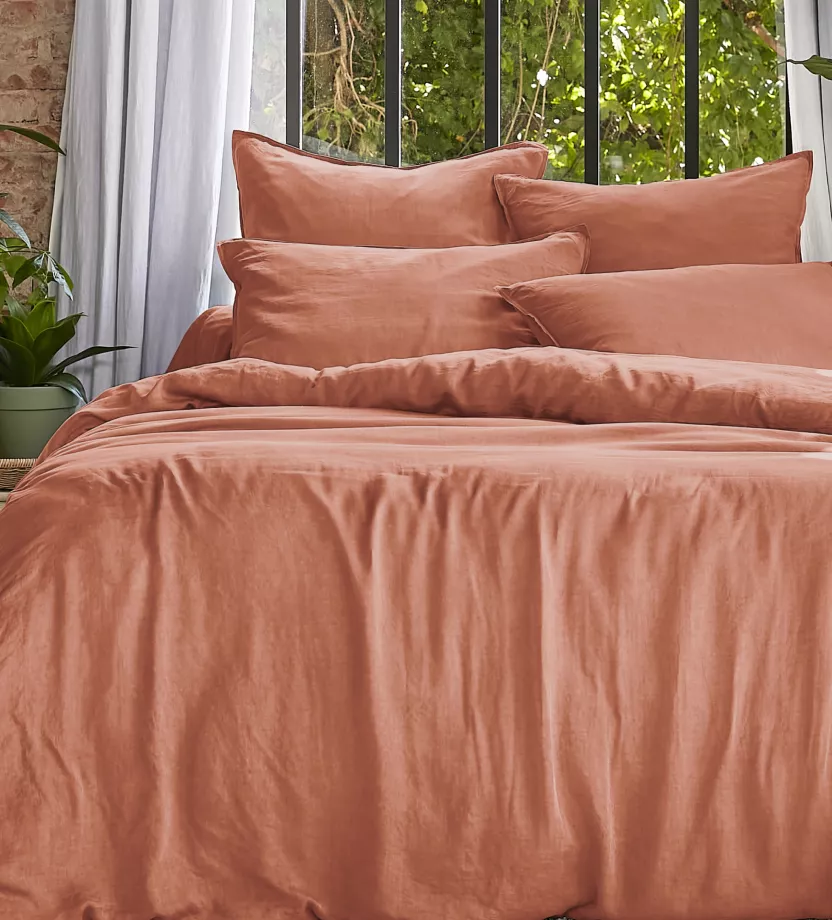 housse de couette unie en lyocell terracotta