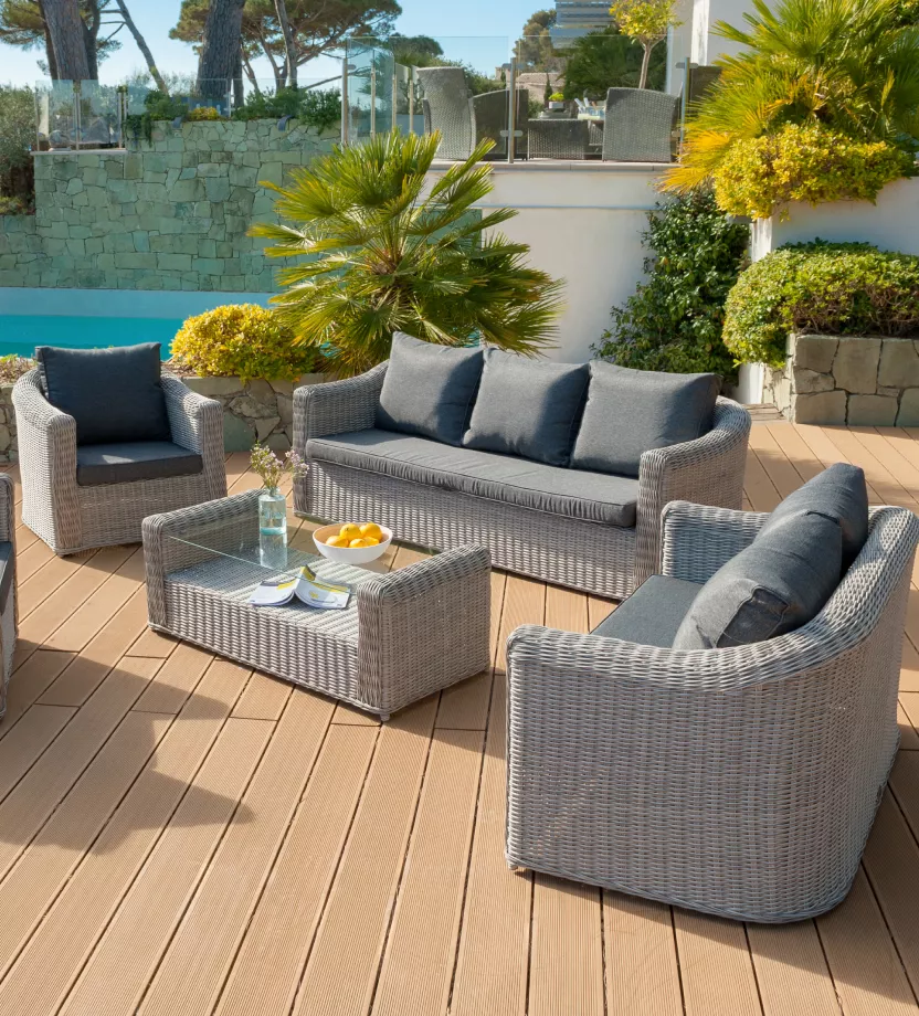 salon de jardin en résine tressée gris anthracite