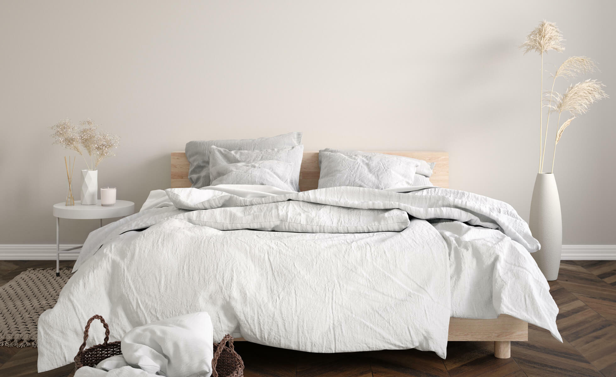 dormitorio blanco funda nórdica lino lavado