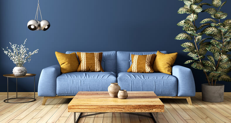 salone moderno blu