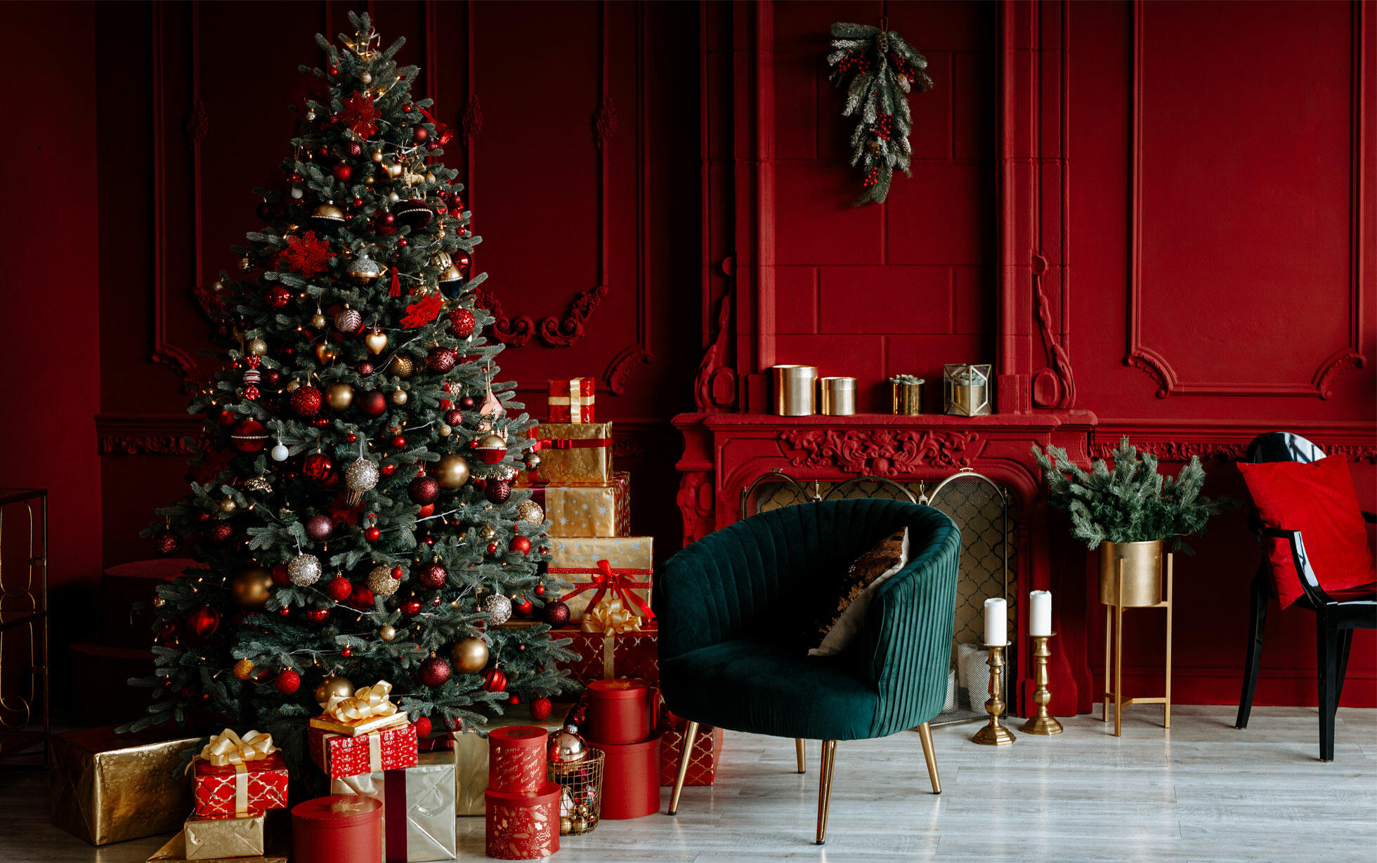 Decoración Navideña rojo y dorado