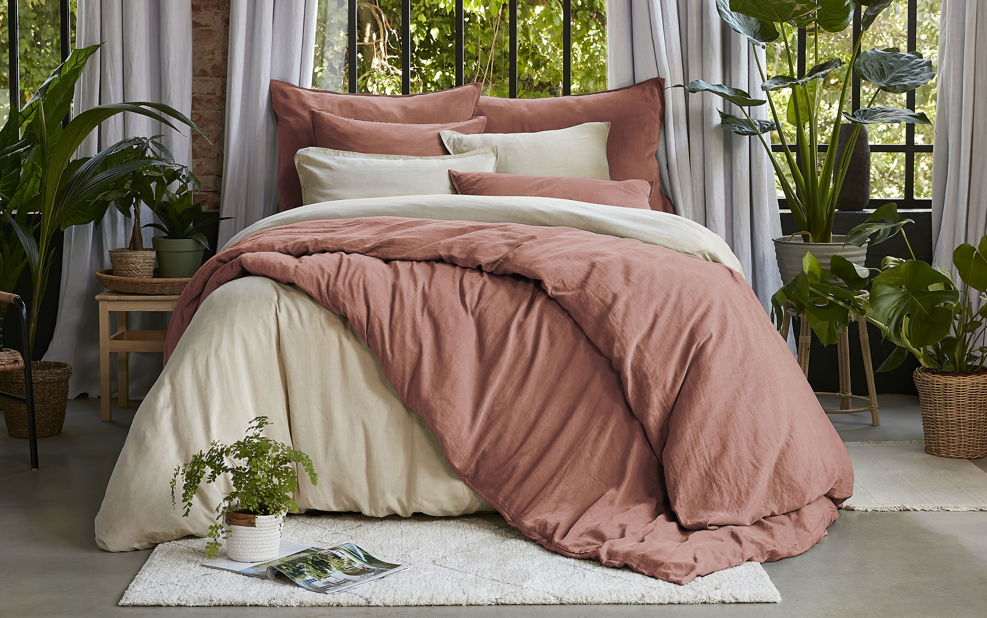 Bettwäsche Beige und Terrakotta