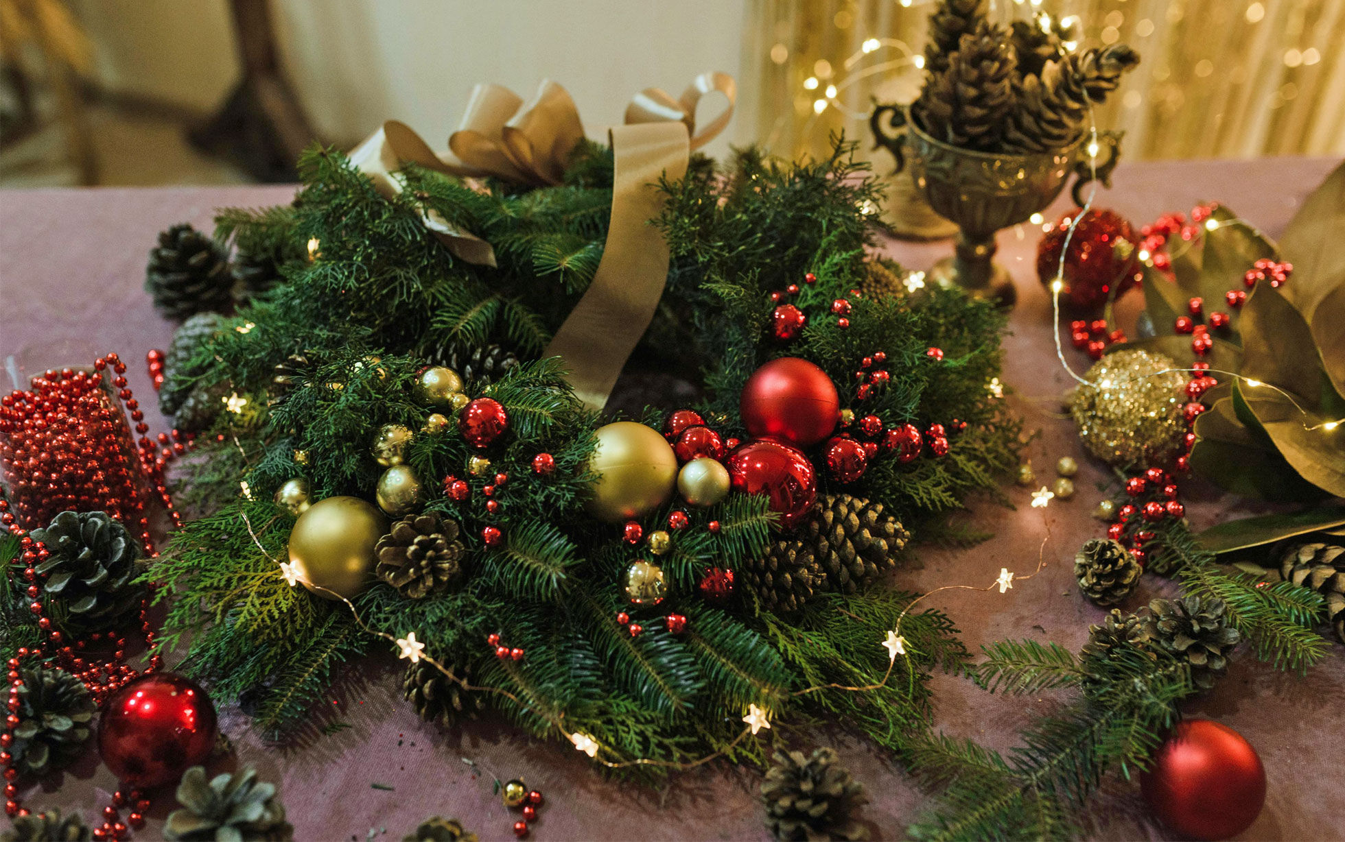 centre de table couronne de noël