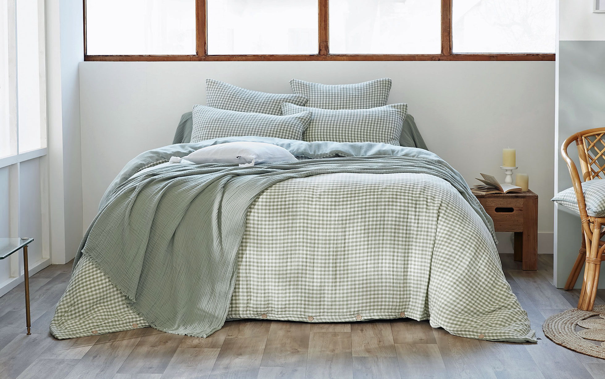 housse de couette vichy vert eucalyptus