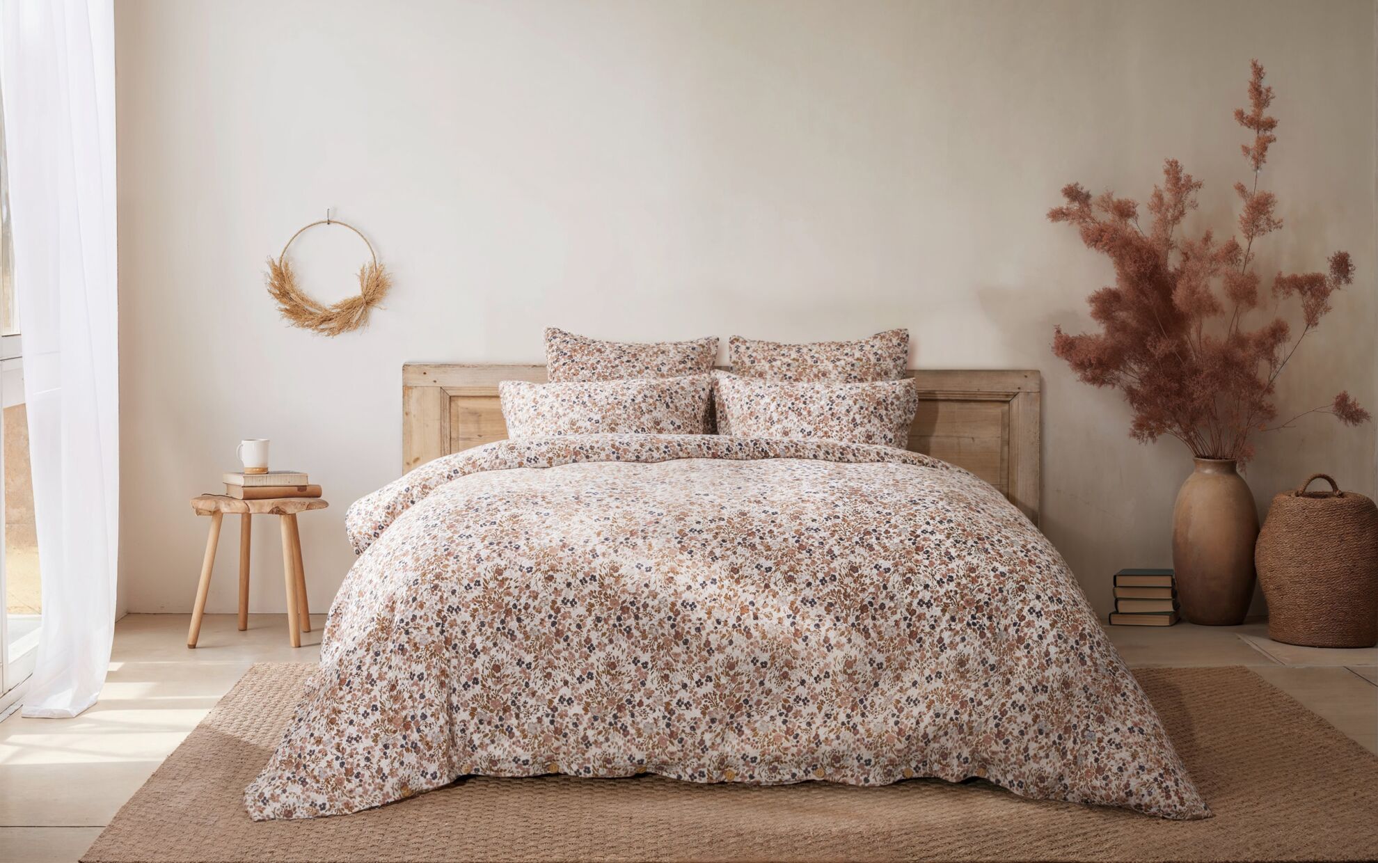 housse de couette fleuri en gaze de coton