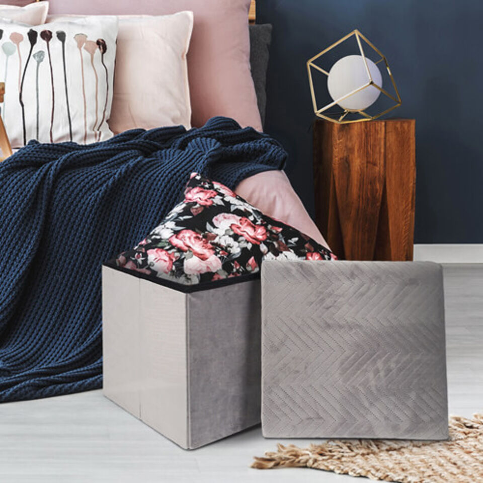 pouf de rangement velours