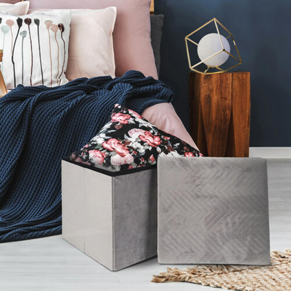 pouf de rangement velours
