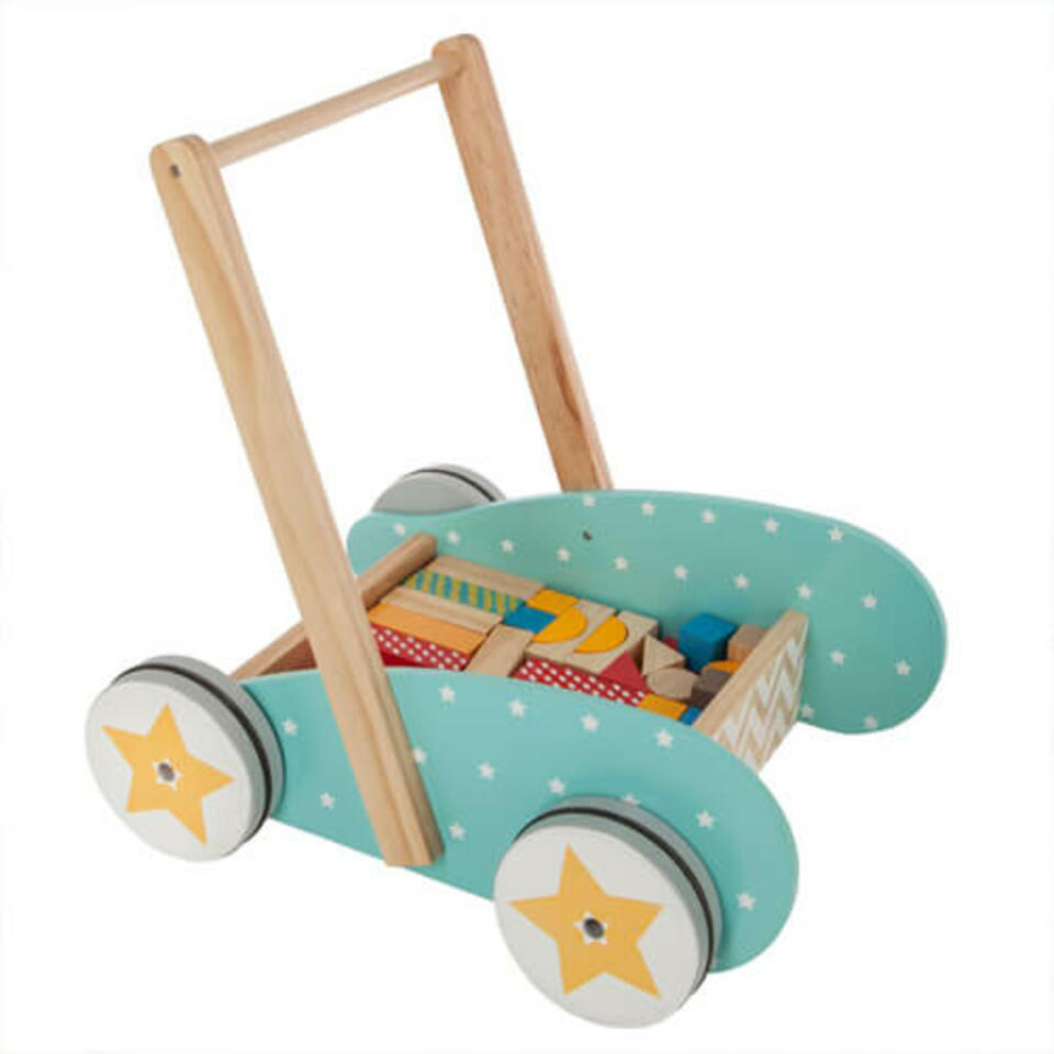 Carrito de madera con ruedas para niños